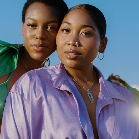 Laina Rauma S pants Purple Lavender pant club bed satin drawstring straight leg - Picture 8 of 9